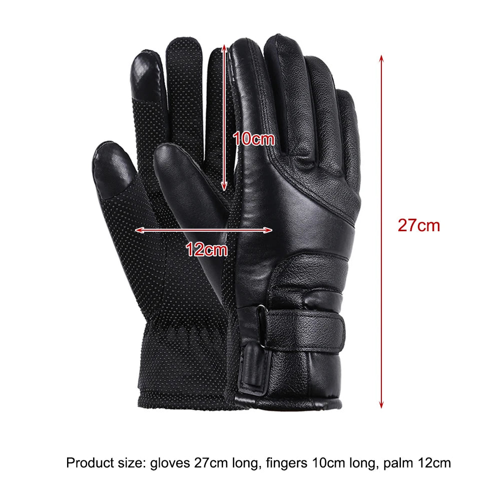 Leather Waterproof Electric Heating Gloves