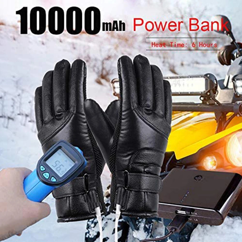 Leather Waterproof Electric Heating Gloves