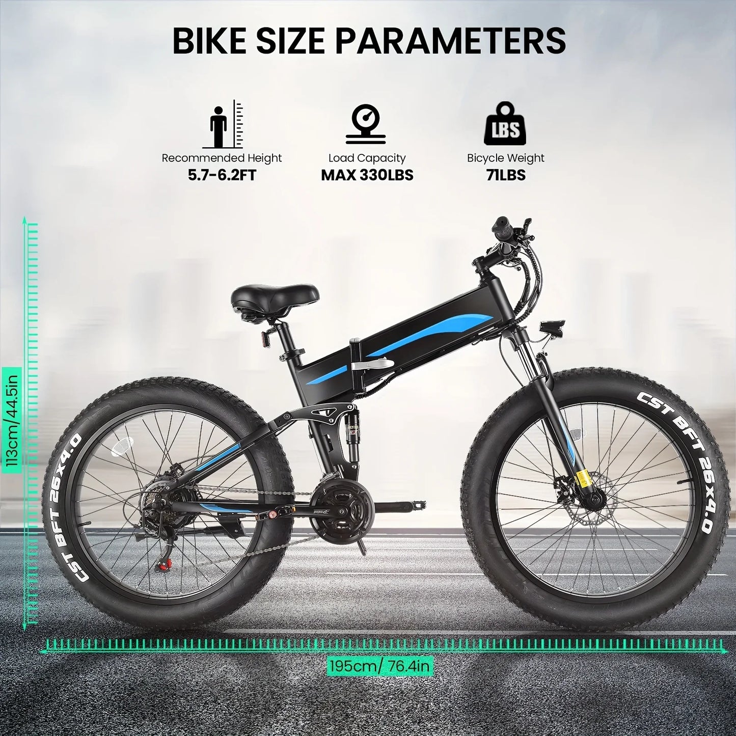 Fat Tire Ebike with 500W Brushless Motor