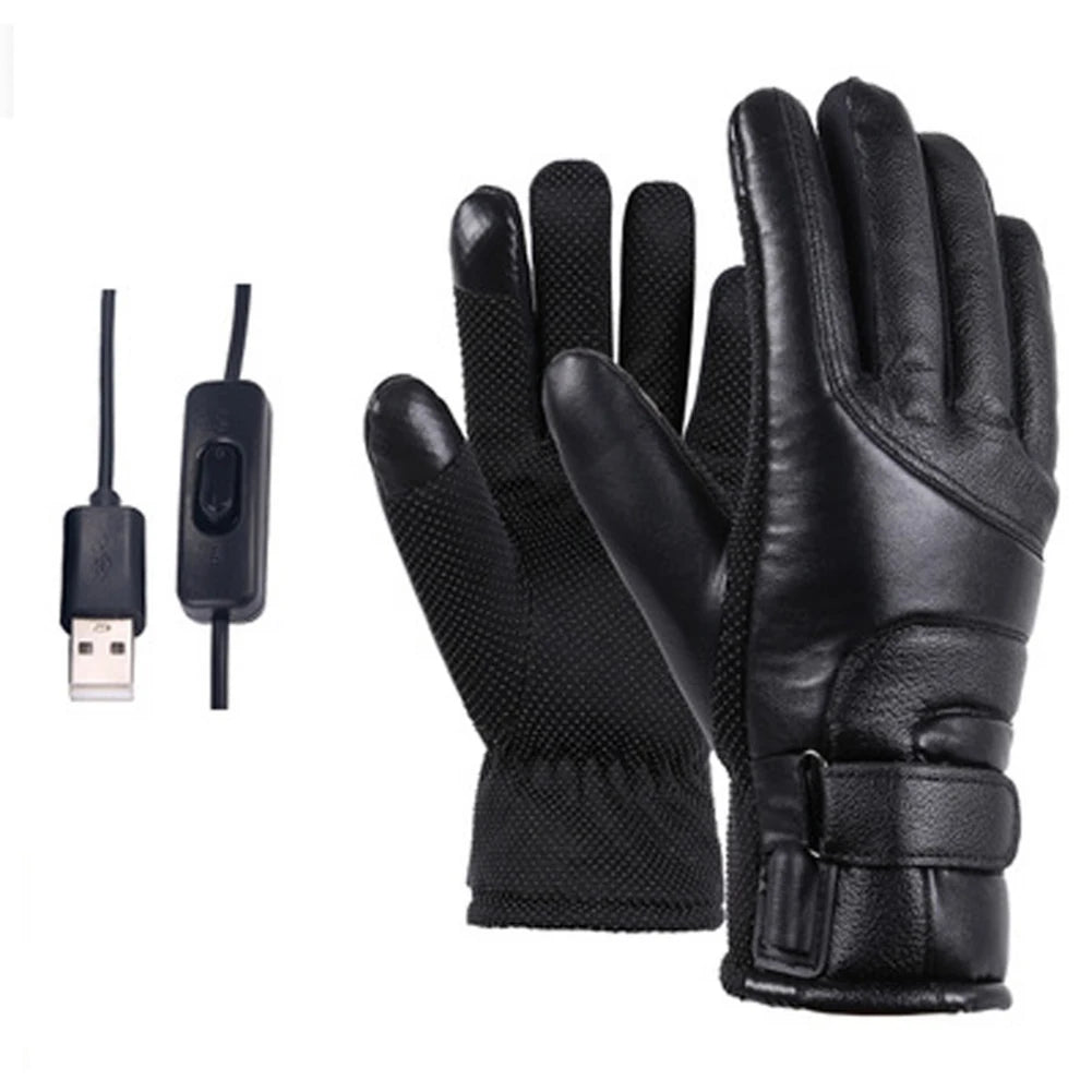 Leather Waterproof Electric Heating Gloves