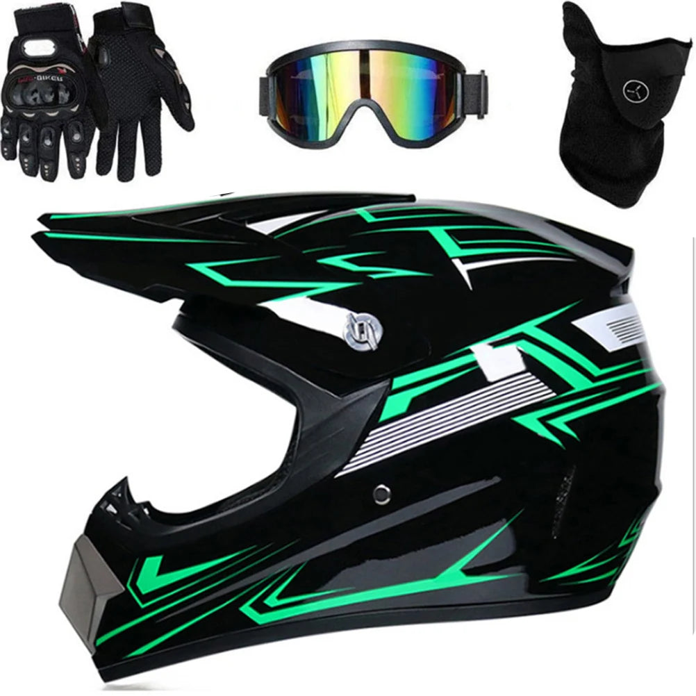 Motocross Helmet with Goggles Gloves Face Cover