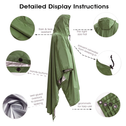 Portable 3 In 1Hiking Camping Poncho