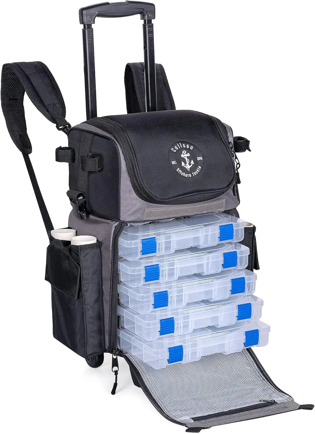 Rolling Waterproof Fishing Backpack with Rod Holders