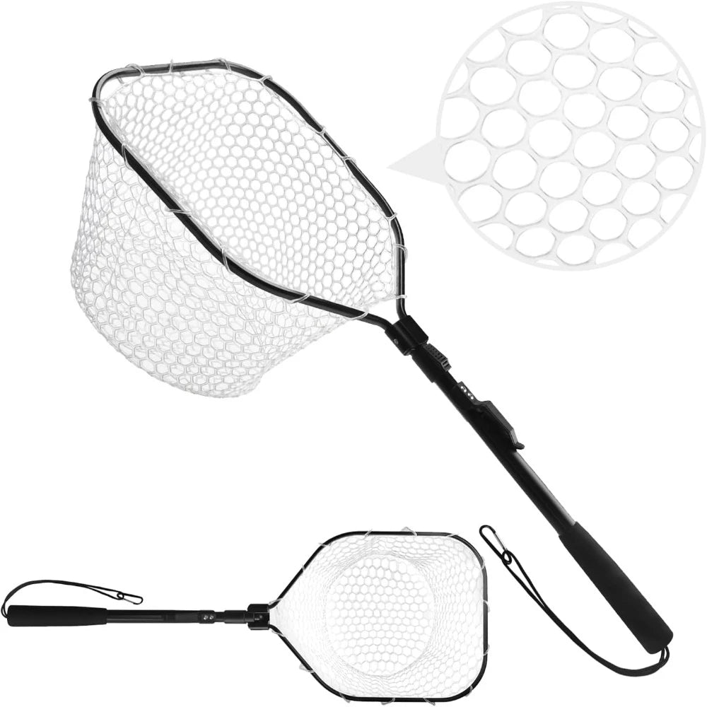 Portable Fly Fishing Net With Collapsible Handle