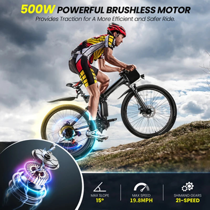 26" Folding Electric Bike With Removable Battery