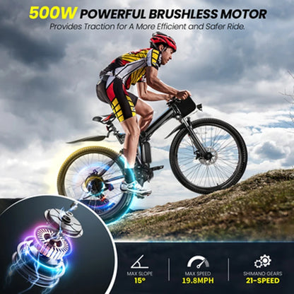 26" Folding Electric Bike With Removable Battery