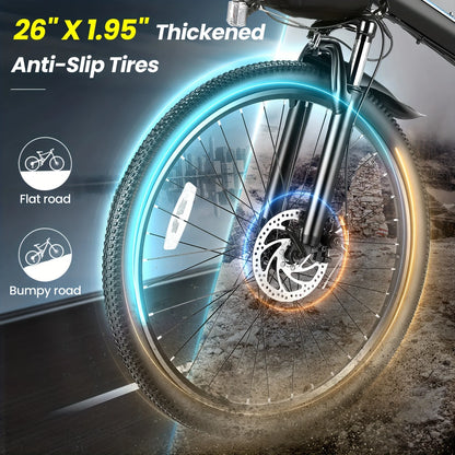 26" Folding Electric Bike With Removable Battery