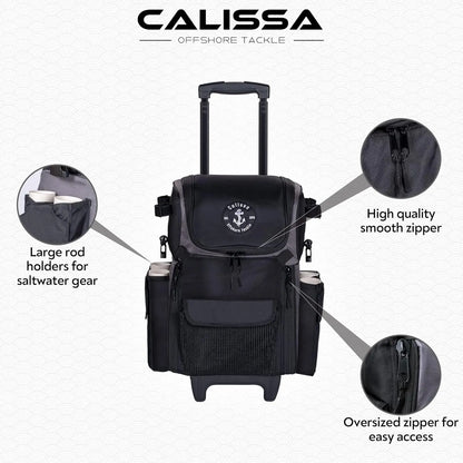 Rolling Waterproof Fishing Backpack with Rod Holders