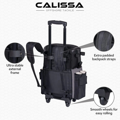 Rolling Waterproof Fishing Backpack with Rod Holders