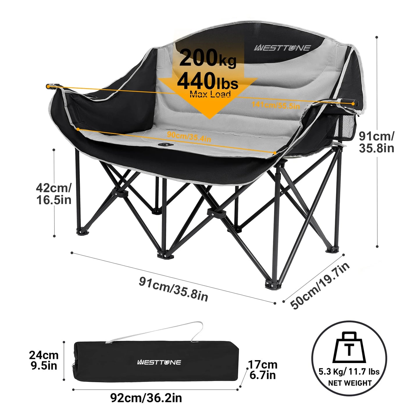 Oversized Heavy Duty Outdoor Double Couch Chair