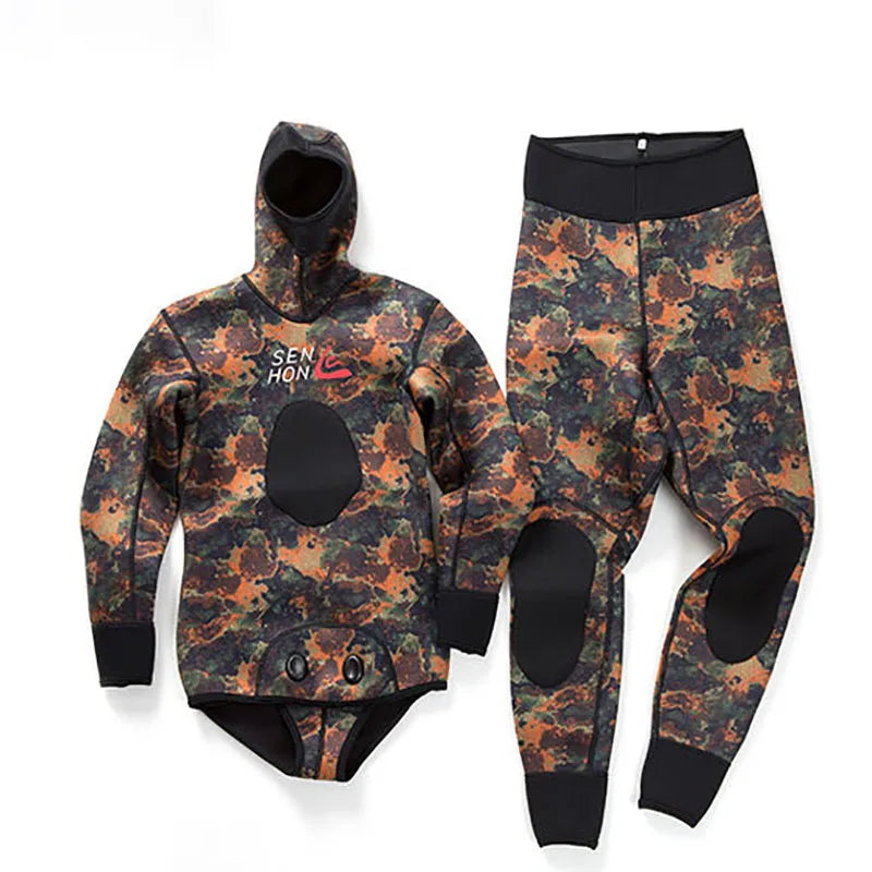 Neoprene Camouflage Men's Warm 2 Piece Wetsuit