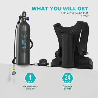 Mini Scuba Tank 1.9L Portable Diving Tank