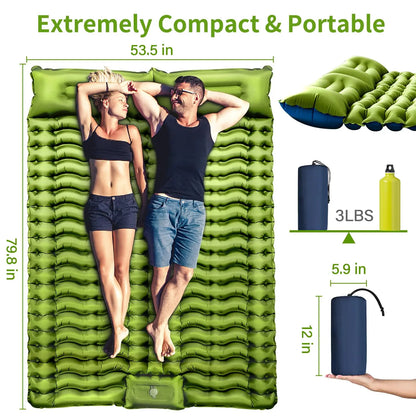 Inflatable 2 Person Sleeping Pad with Pillow