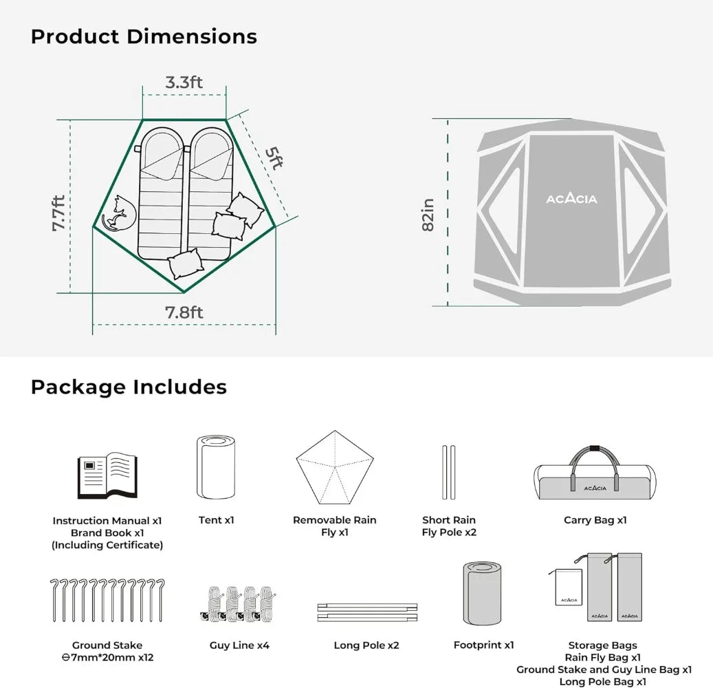 2-3 Person Easy Setup Instant Hub Tent