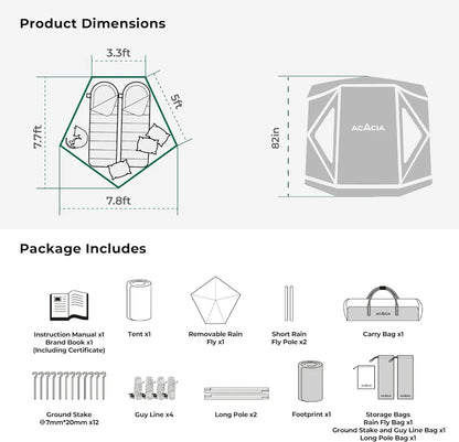 2-3 Person Easy Setup Instant Hub Tent