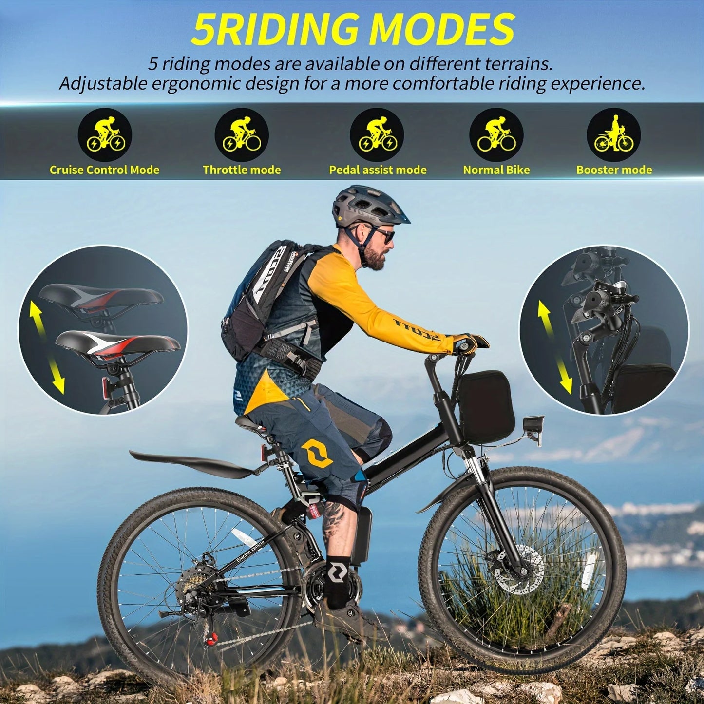 26" Folding Electric Bike With Removable Battery