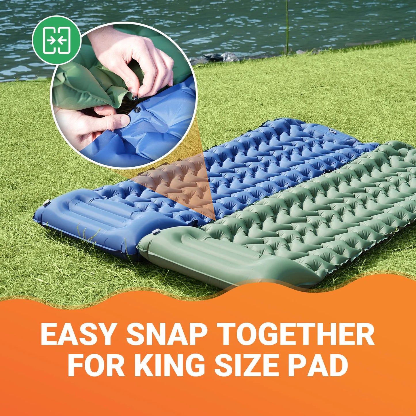 Ultralight Inflatable Sleeping Mat With Pillow Built-in