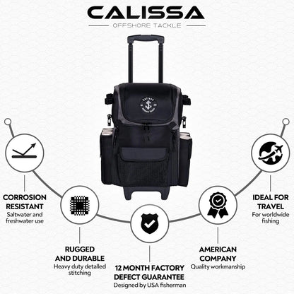 Rolling Waterproof Fishing Backpack with Rod Holders
