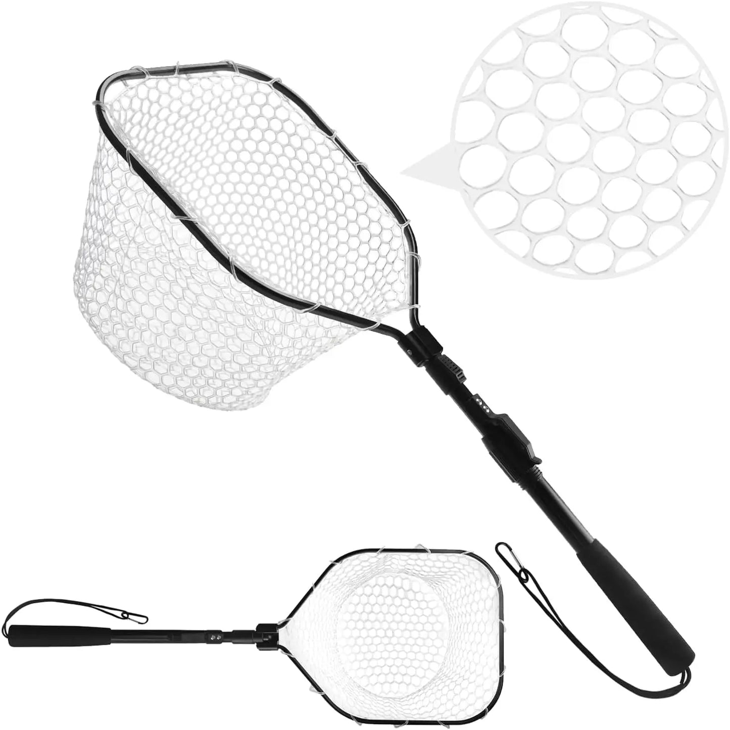 Portable Fly Fishing Net With Collapsible Handle