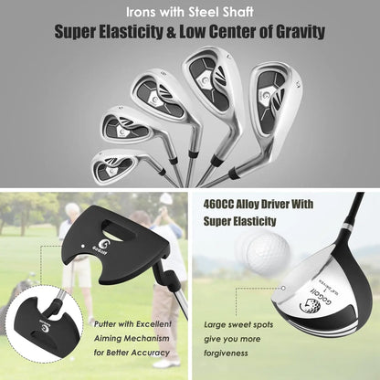 9/10 Piece Men's Complete Golf Clubs Set