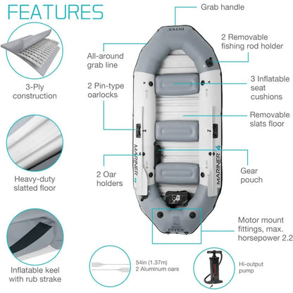 3 Person Inflatable Boat With Oars