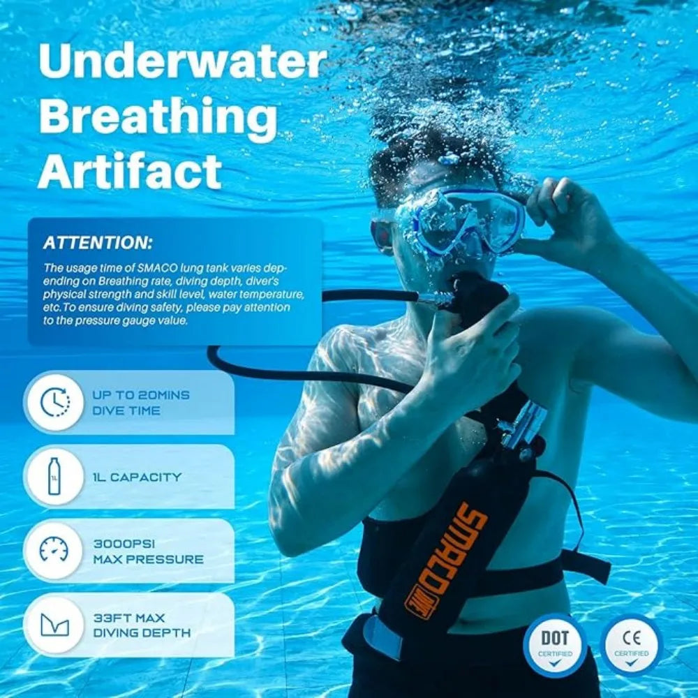 1L Diving Tank Set Mini Oxygen Cylinder