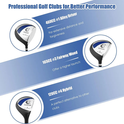 Men's 9 Piece Complete Golf Clubs Set
