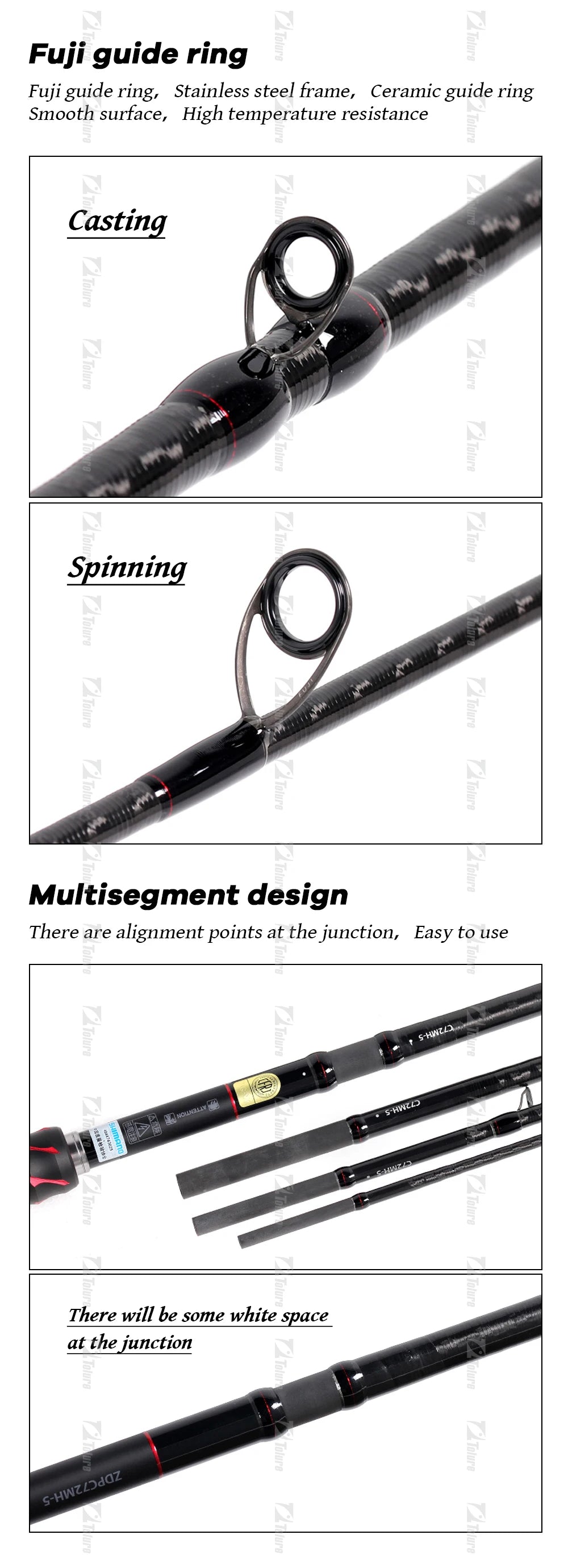 Carbon Fiber Bass Fishing Spinning Baitcasting Rod
