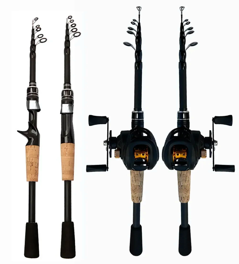 Collapsible Baitcasting Fishing Rod Real Combo