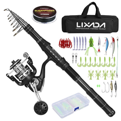 Collapsible Spinning Reel Combo Kit With Tackle