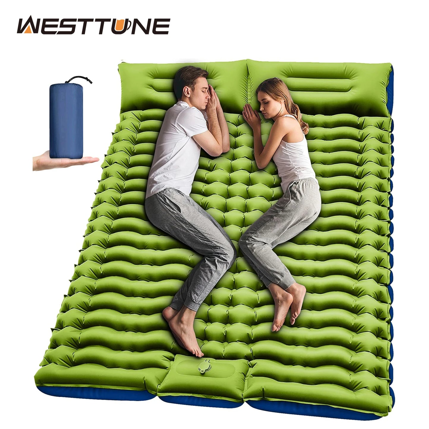 Inflatable 2 Person Sleeping Pad with Pillow