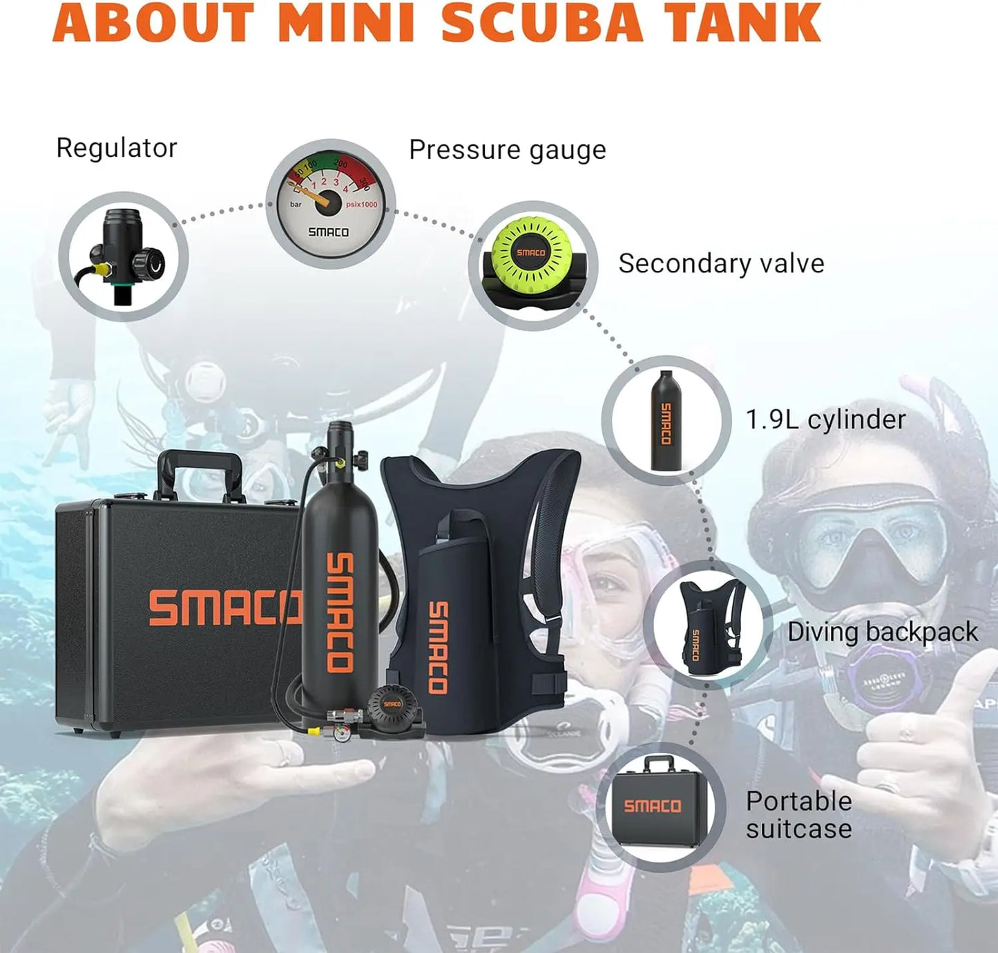 Portable 2L Mini Oxygen Tank Snorkeling Set