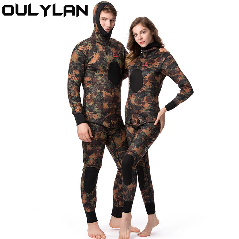 Neoprene Camouflage Men's Warm 2 Piece Wetsuit