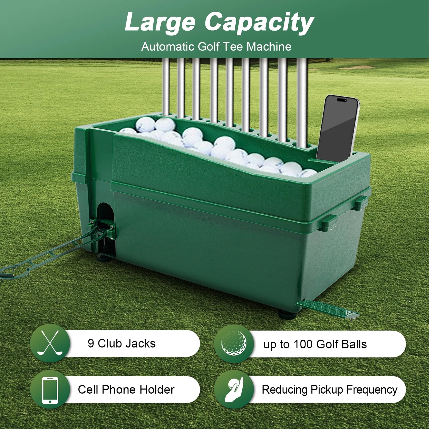 Automatic Golf Tee Machine W/Cue Holder