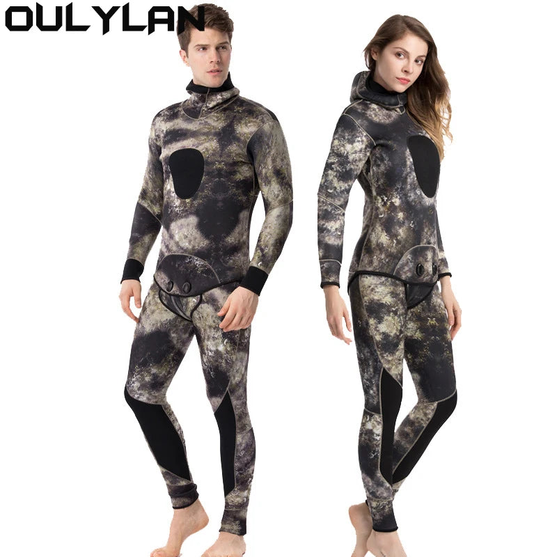 Neoprene Camouflage Men's Warm 2 Piece Wetsuit