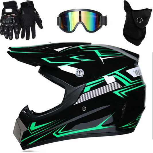 Motocross Helmet with Goggles Gloves Face Cover