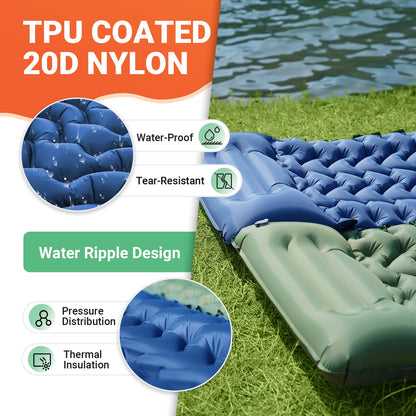 Ultralight Inflatable Sleeping Mat With Pillow Built-in