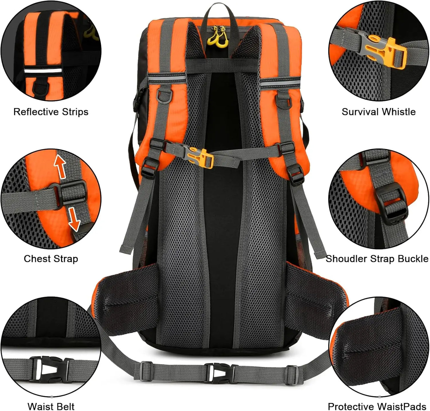 Waterproof 50L Travel Backpack with Rain Cover