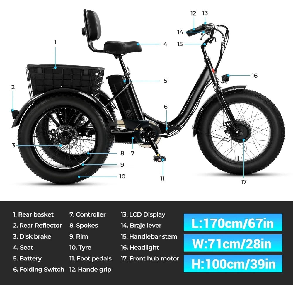 Foldable Electric Fat Tire Tricycle
