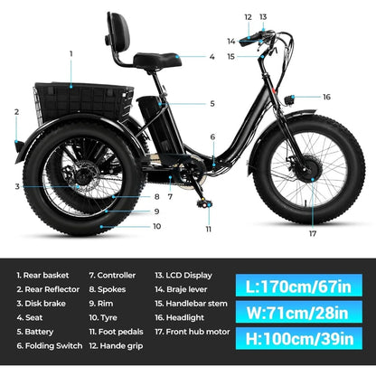 Foldable Electric Fat Tire Tricycle