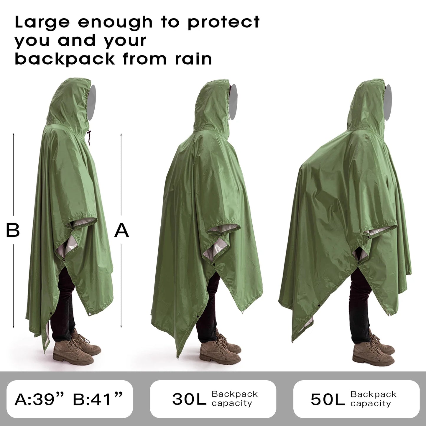 Portable 3 In 1Hiking Camping Poncho
