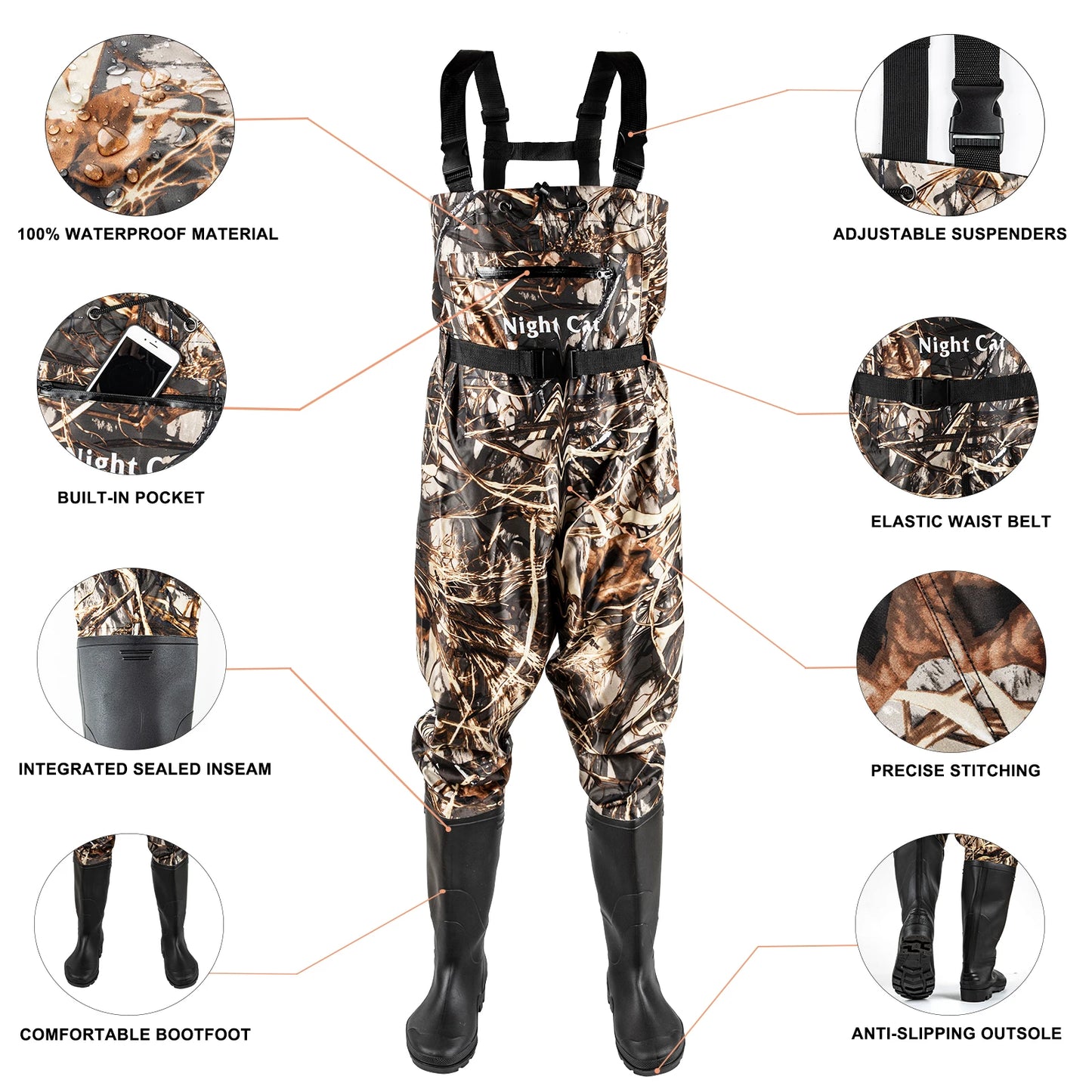 Men's Waterproof Fishing Waders with Boots