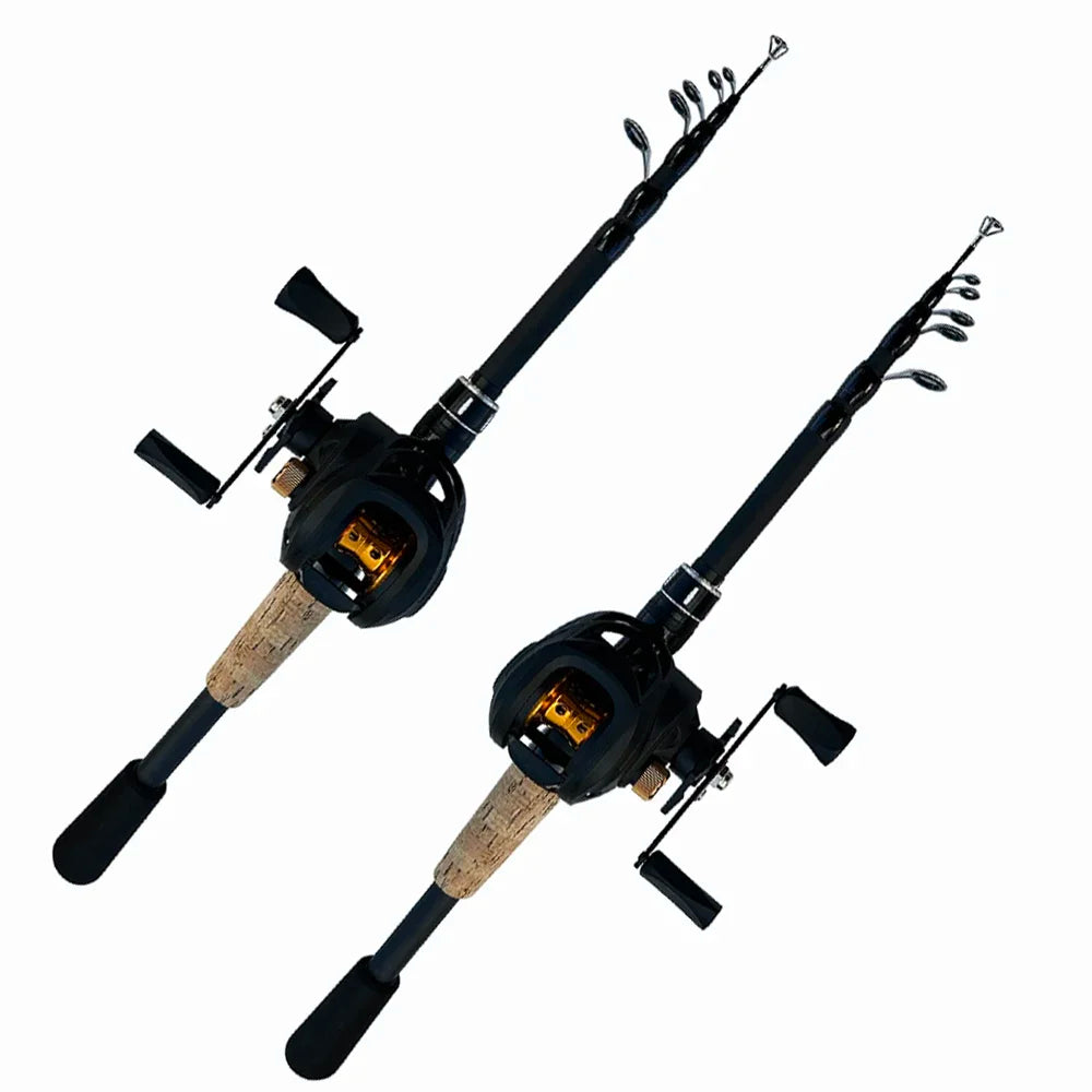 Collapsible Baitcasting Fishing Rod Real Combo